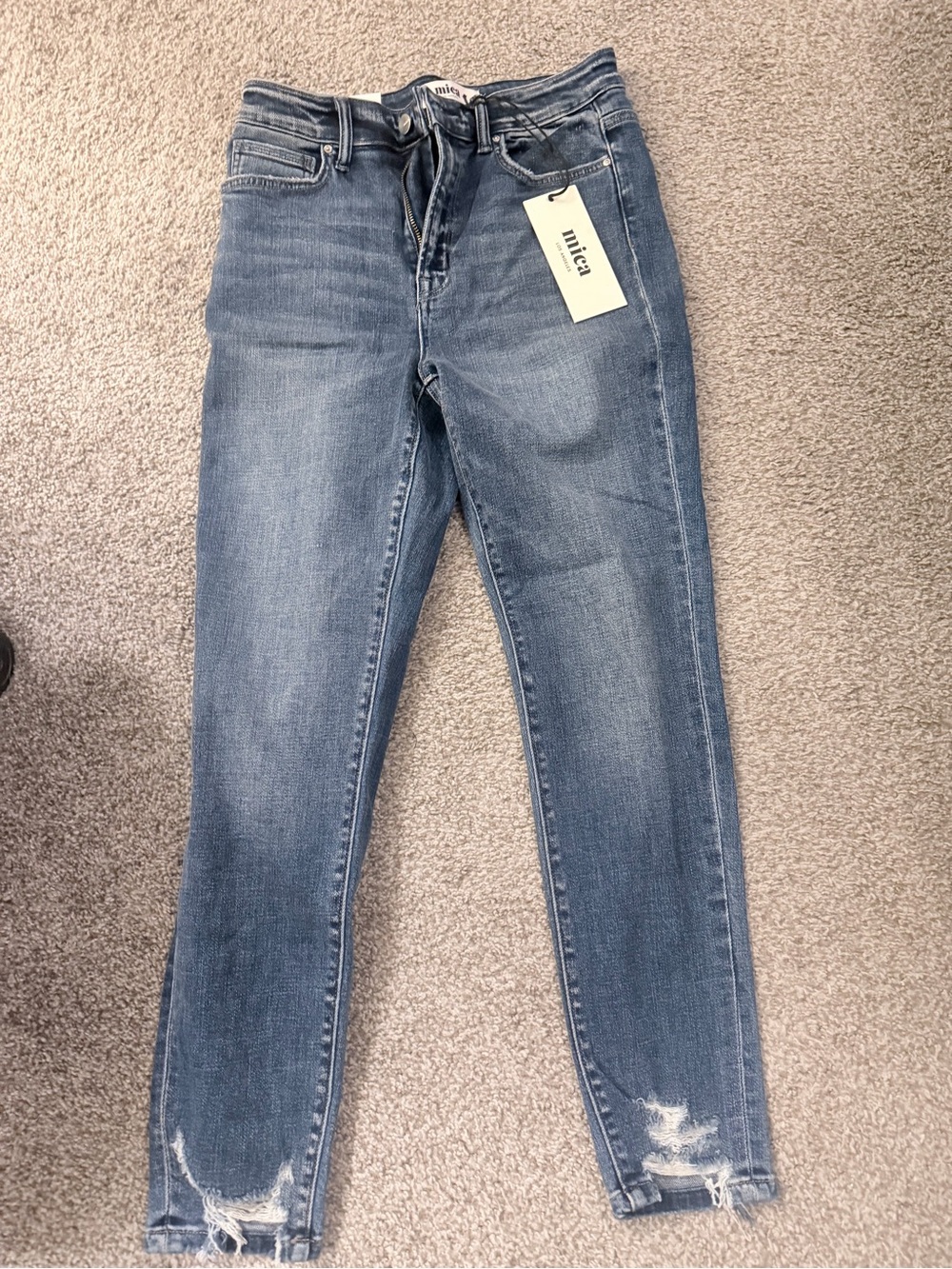 Mid-Rise Skinny Jeans in Light Blue by Mica